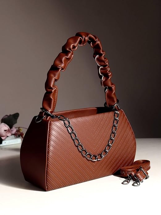 Stylish Textured Handbag with Sling | Premium Women Shoulder Bag (23x15x10 cm)