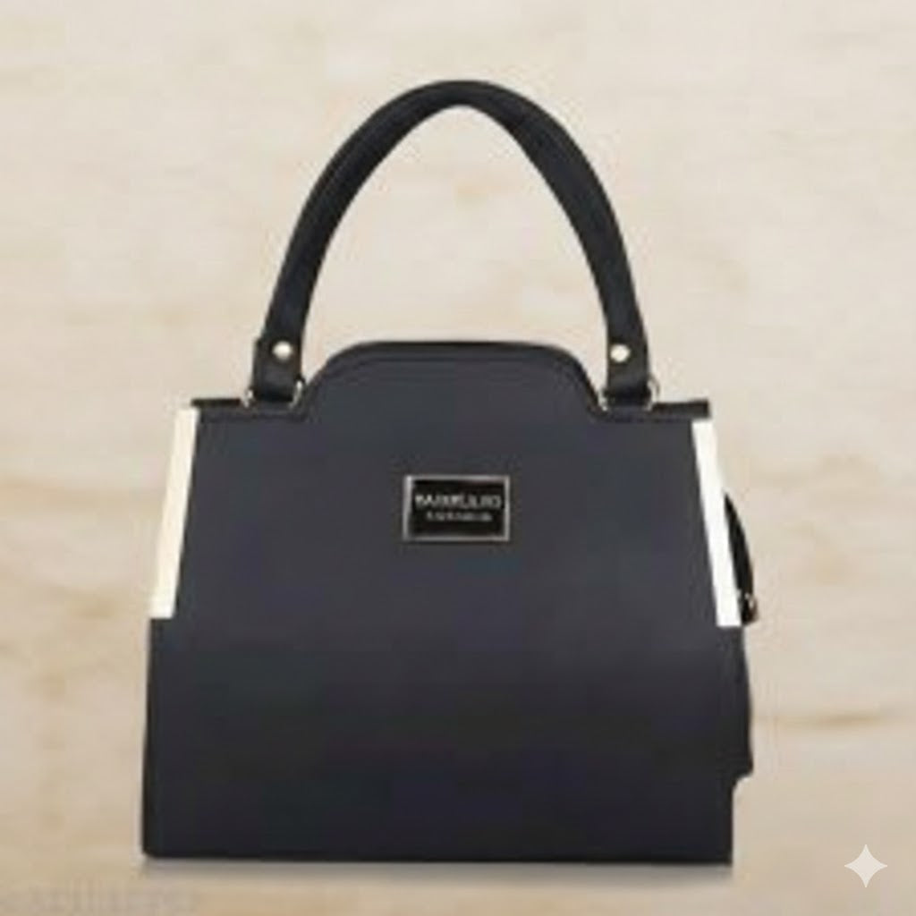 Stylish Black Handbag with Top Handle & Sling Strap |