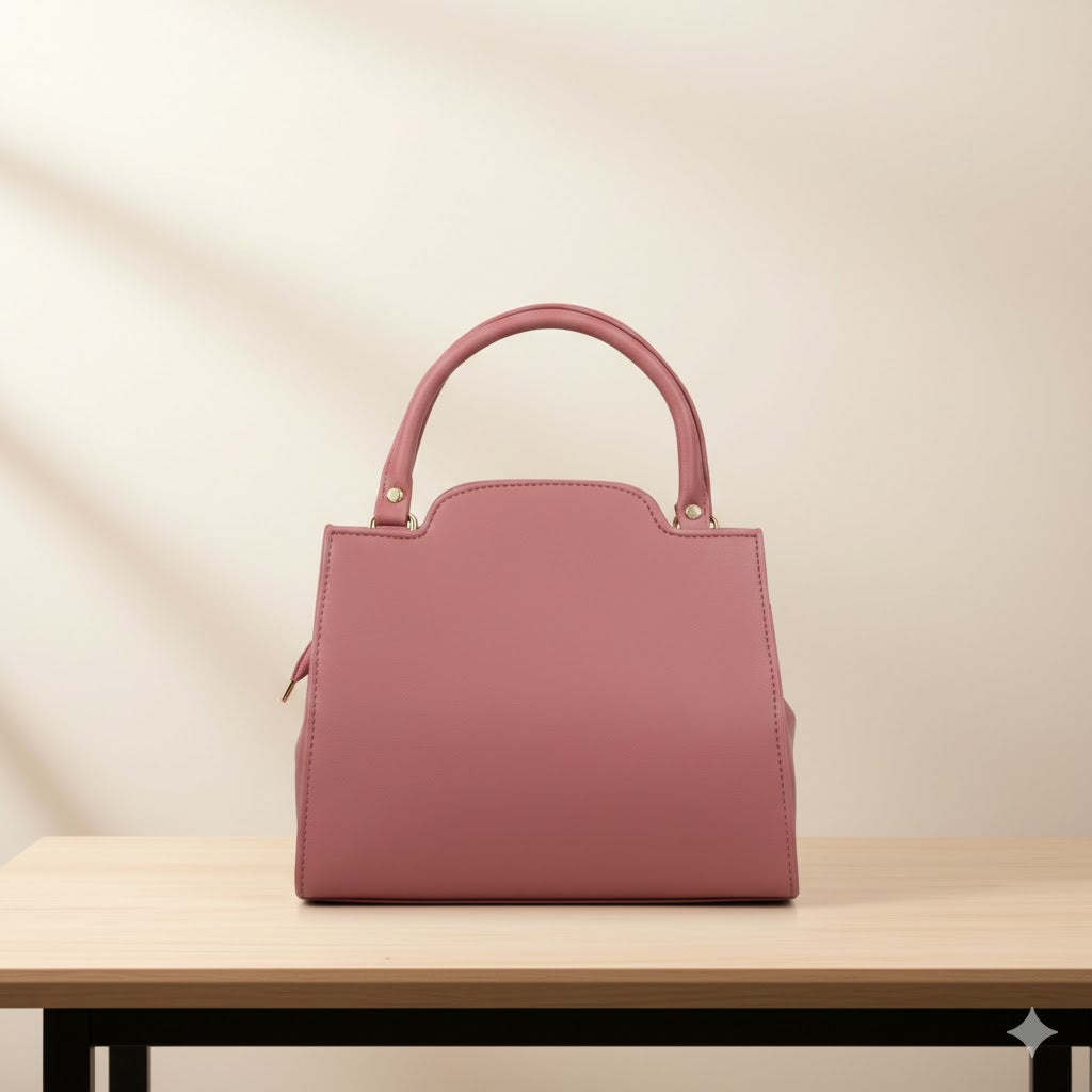 Stylish Pink  Handbag with Top Handle & Sling Strap