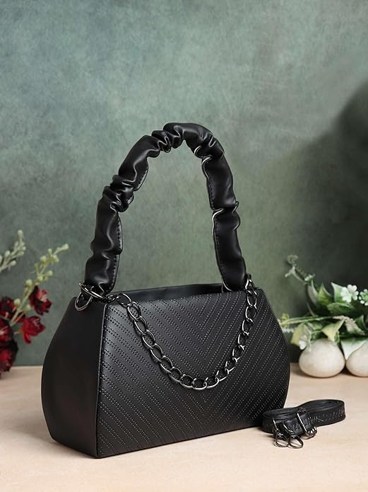 Stylish Textured Handbag with Sling | Premium Women Shoulder Bag (23x15x10 cm