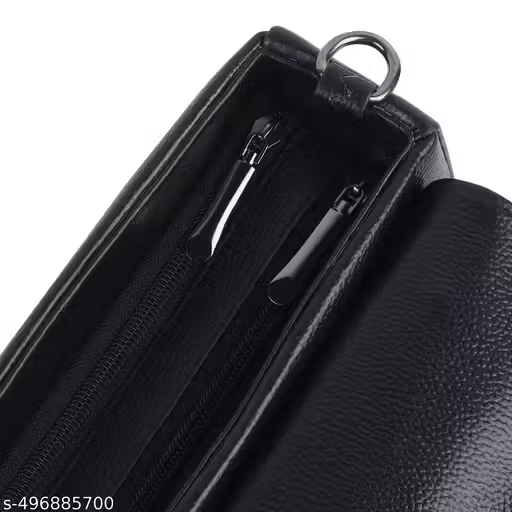 Premium Black Handbag with Sling & Circular Lock | Stylish Women Bag (22x15x10 cm)