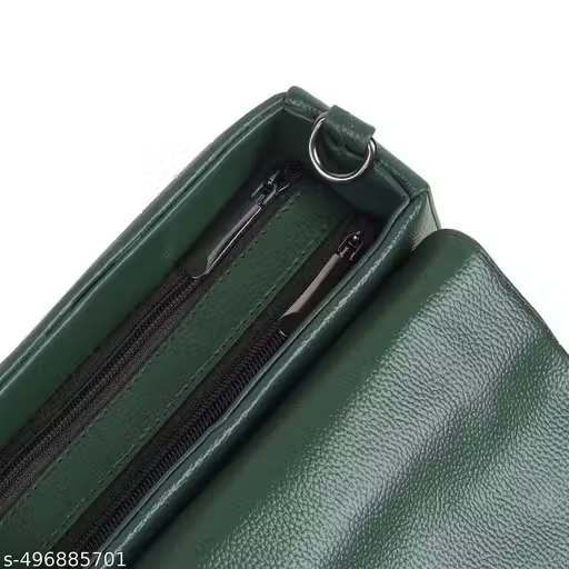 Premium Dark Green Handbag with Sling & Circular Lock | Stylish Women Bag (22x15x10 cm)
