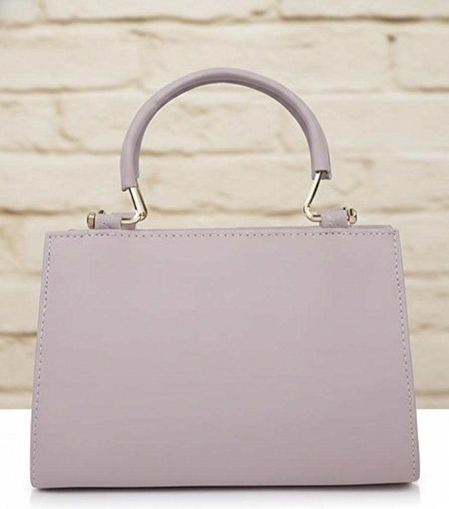 Elegant Lavender Sling Handbag for Women | Golden Handle | Self Print | 10x8x4 Inch | Dual Partition with Zip Pocket