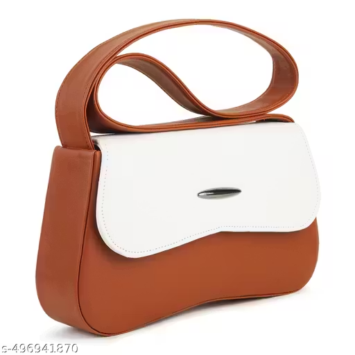 Stylish Dual Tone Sling Handbag for Women | Brown & White Shoulder Bag (22x15x10 cm)