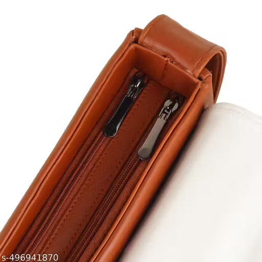 Stylish Dual Tone Sling Handbag for Women | Brown & White Shoulder Bag (22x15x10 cm)