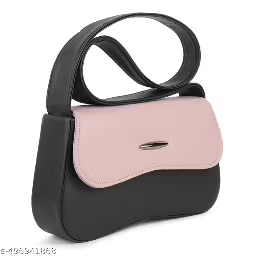 Trendy Dual Tone Sling Handbag for Women | pink & Black Shoulder Bag (22x15x10 cm)