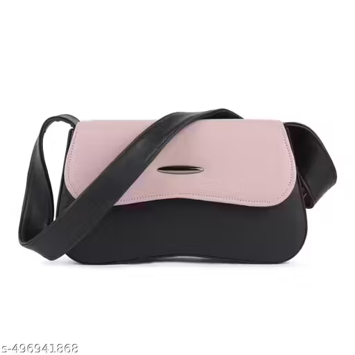 Trendy Dual Tone Sling Handbag for Women | pink & Black Shoulder Bag (22x15x10 cm)