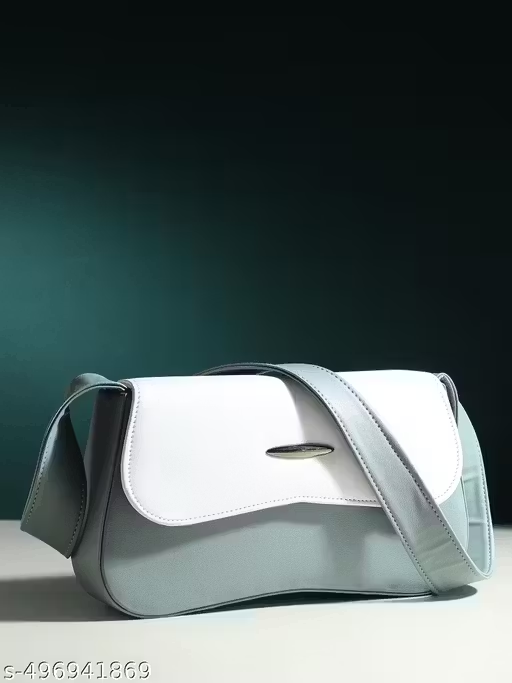 Stylish Dual Tone Sling Handbag for Women | White & Mint Green Shoulder Bag (22x15x10 cm)