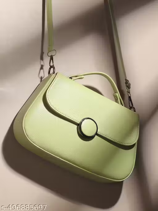 Stylish Green Handbag with Sling & Circular Lock | Women Shoulder Bag (22x15x10 cm)