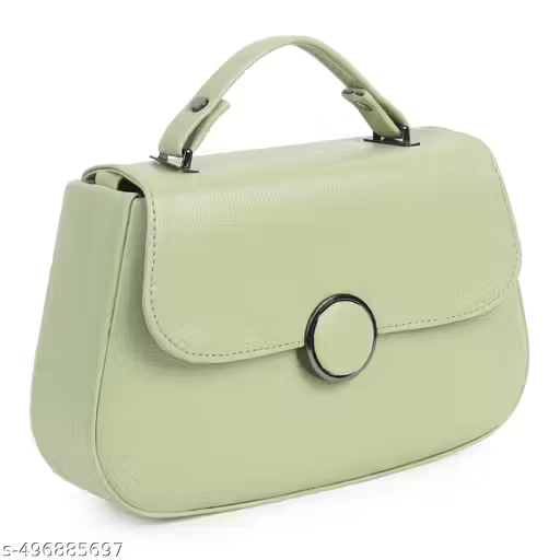 Stylish Green Handbag with Sling & Circular Lock | Women Shoulder Bag (22x15x10 cm)