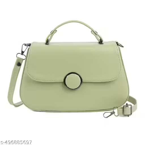 Stylish Green Handbag with Sling & Circular Lock | Women Shoulder Bag (22x15x10 cm)