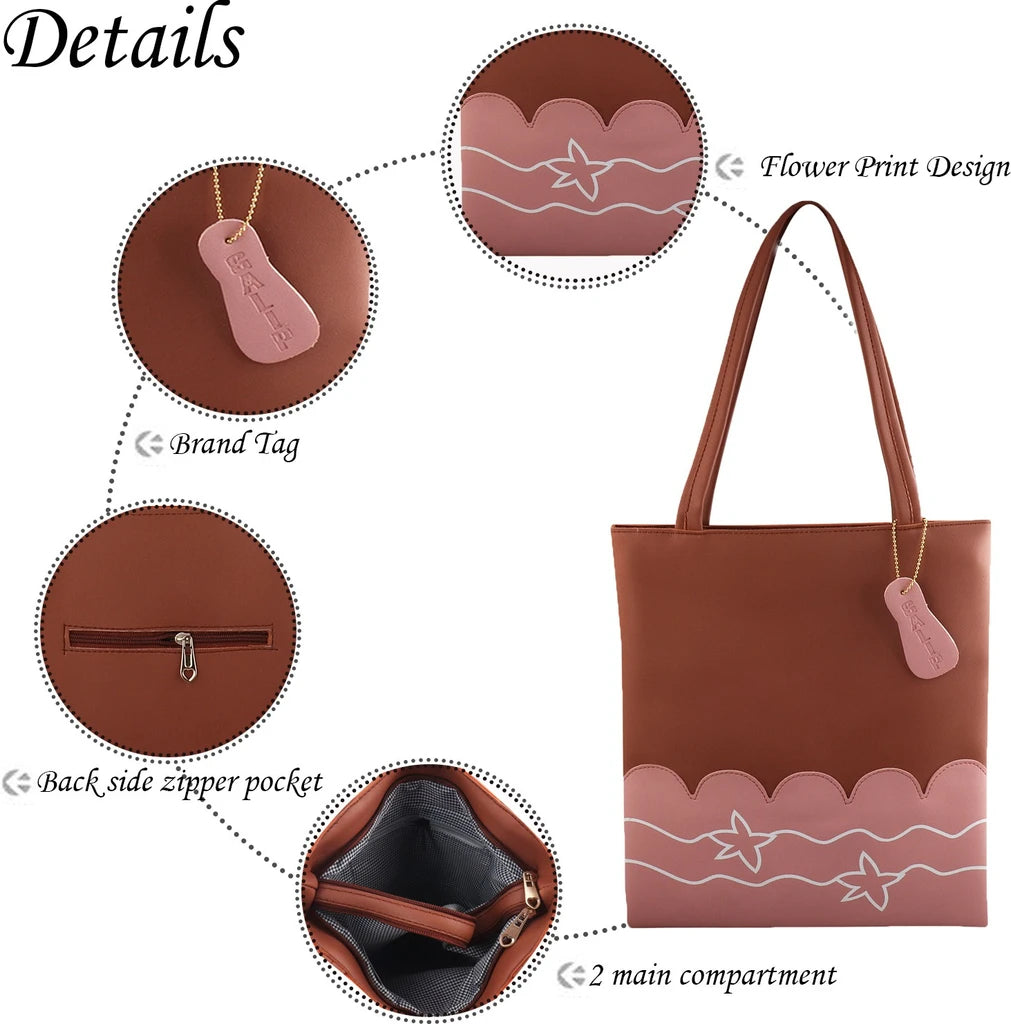 Large Stylish Tote Handbag for Women | Premium Shoulder Bag (32x35x4 cm)