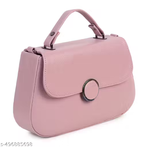 Stylish Pink Handbag with Sling & Circular Lock | Women Shoulder Bag (22x15x10 cm)