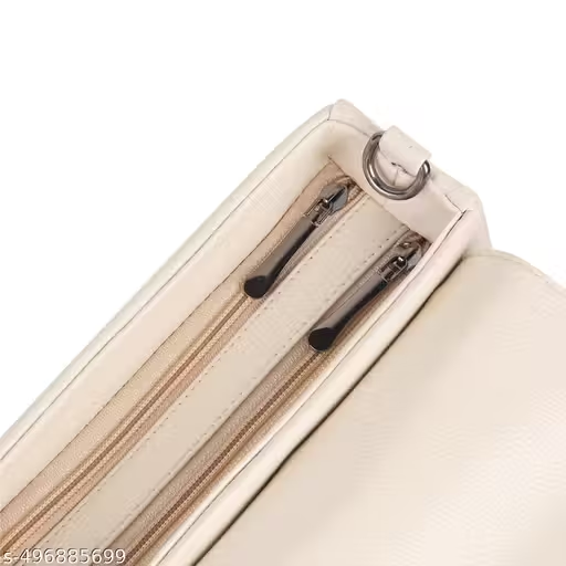 Elegant White Handbag with Sling & Circular Lock | Stylish Women Bag (22x15x10 cm)