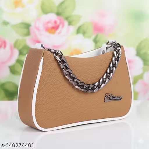 Stylish Brown Mini Handbag with Chain Detail | Women Sling Bag (18x13x10 cm)