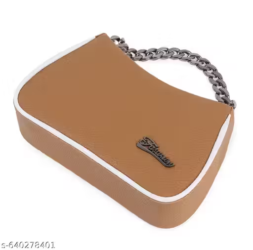 Stylish Brown Mini Handbag with Chain Detail | Women Sling Bag (18x13x10 cm)