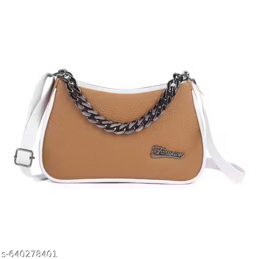 Stylish Brown Mini Handbag with Chain Detail | Women Sling Bag (18x13x10 cm)