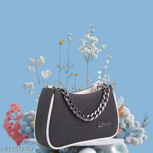 Stylish black Mini Handbag with Chain Detail | Women Sling Bag (18x13x10 cm)