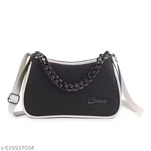 Stylish black Mini Handbag with Chain Detail | Women Sling Bag (18x13x10 cm)