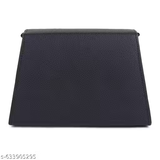 Elegant black Handbag with Sling | Stylish Women Shoulder Bag (22x15x10 cm)