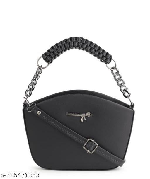 Stylish Black Handbag with Sling | Premium Women Shoulder Bag (20x15x10 cm)
