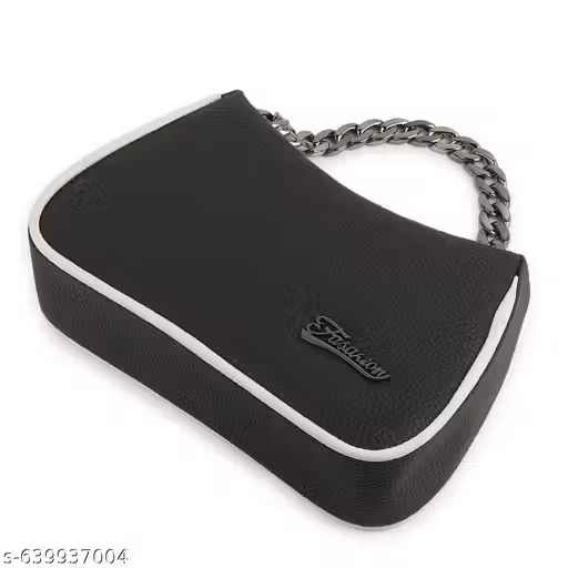 Stylish black Mini Handbag with Chain Detail | Women Sling Bag (18x13x10 cm)