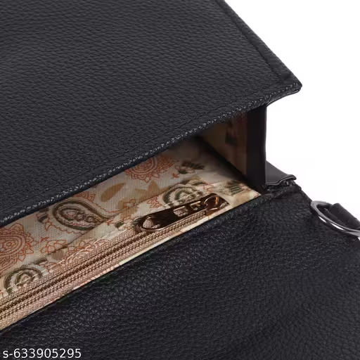 Elegant black Handbag with Sling | Stylish Women Shoulder Bag (22x15x10 cm)