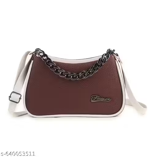 Stylish Brown Mini Handbag with Chain Detail | Women Sling Bag (18x13x10 cm)