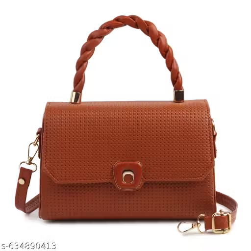 Premium tan Textured Handbag with Sling | Stylish Women Shoulder Bag (22x15x10 cm)