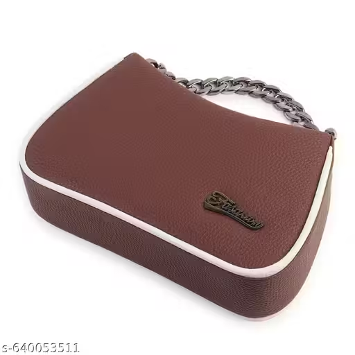 Stylish Brown Mini Handbag with Chain Detail | Women Sling Bag (18x13x10 cm)