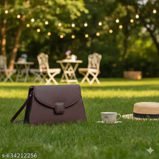 Elegant brown Handbag with Sling | Stylish Women Shoulder Bag (22x15x10 cm)