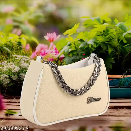 Stylish cream Mini Handbag with Chain Detail | Women Sling Bag (18x13x10 cm)