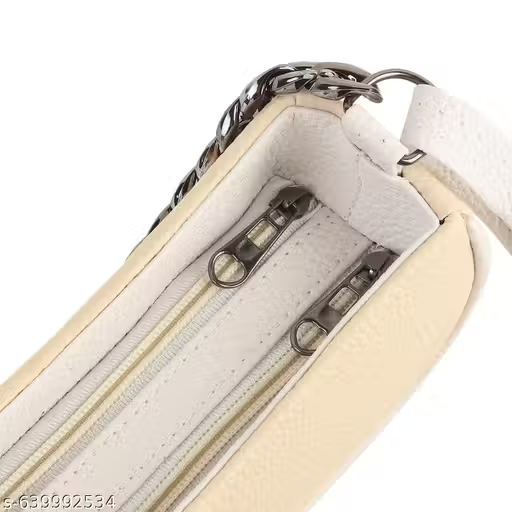 Stylish cream Mini Handbag with Chain Detail | Women Sling Bag (18x13x10 cm)