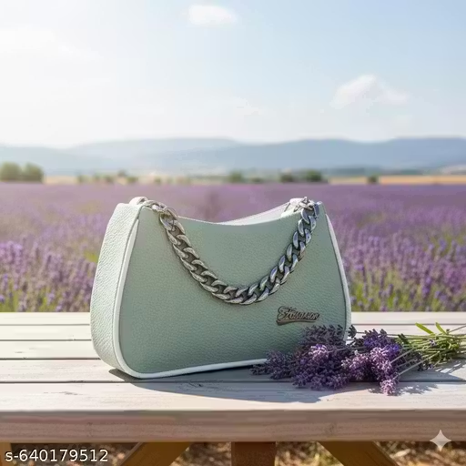 Stylish Green Mini Handbag with Chain Detail | Women Sling Bag (18x13x10 cm)
