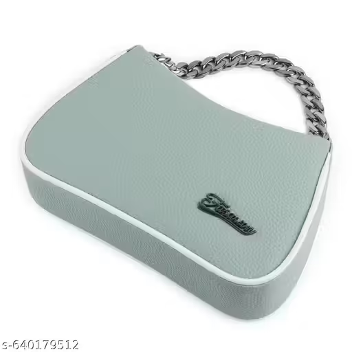 Stylish Green Mini Handbag with Chain Detail | Women Sling Bag (18x13x10 cm)