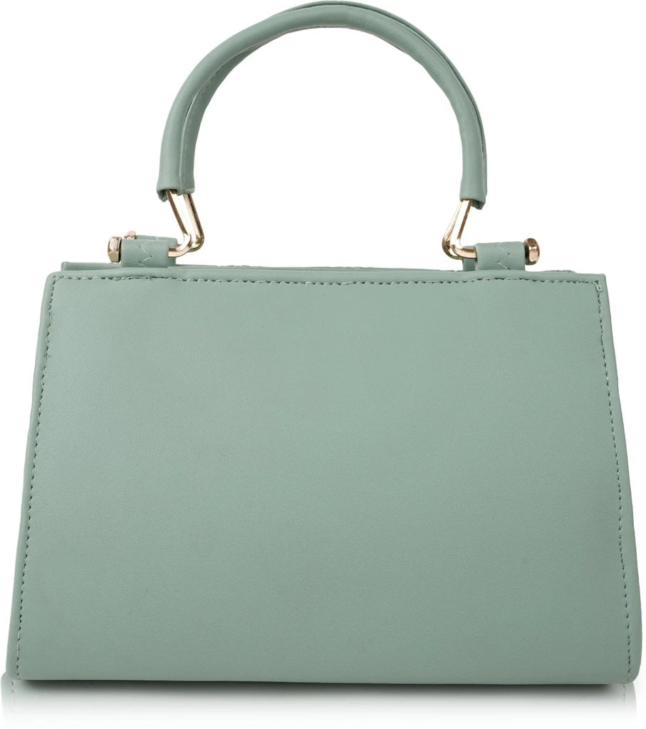Elegant Green Sling Handbag for Women | Golden Handle | Self Print | 10x8x4 Inch | Dual Partition with Zip Pocket