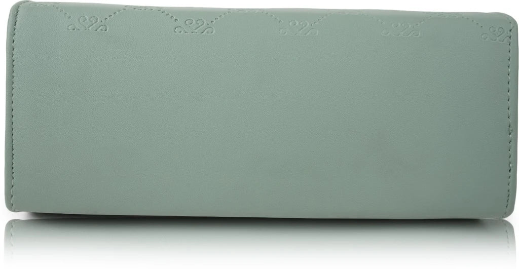 Elegant Green Sling Handbag for Women | Golden Handle | Self Print | 10x8x4 Inch | Dual Partition with Zip Pocket