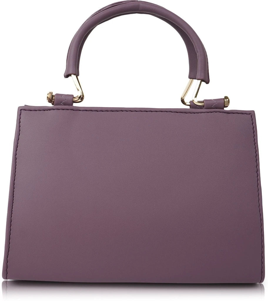 Elegant Purple Sling Handbag for Women | Golden Handle | Self Print | 10x8x4 Inch | Dual Partition with Zip Pocket