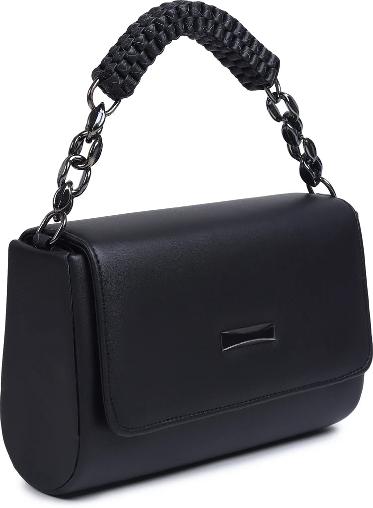 Premium Black Handbag with Sling | Stylish Women Shoulder Bag (22x15x10 cm)