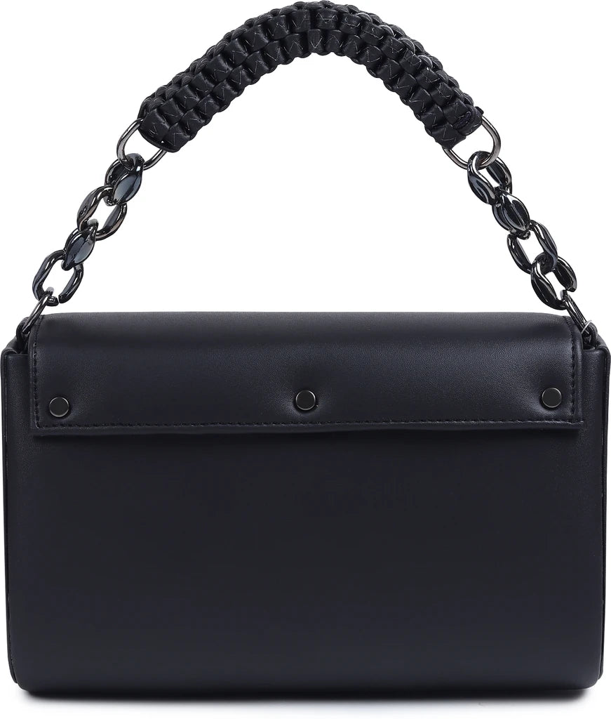 Premium Black Handbag with Sling | Stylish Women Shoulder Bag (22x15x10 cm)