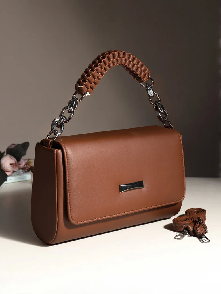 Premium Tan Handbag with Sling | Stylish Women Shoulder Bag (22x15x10 cm)