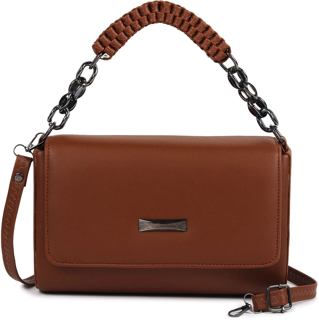 Premium Tan Handbag with Sling | Stylish Women Shoulder Bag (22x15x10 cm)