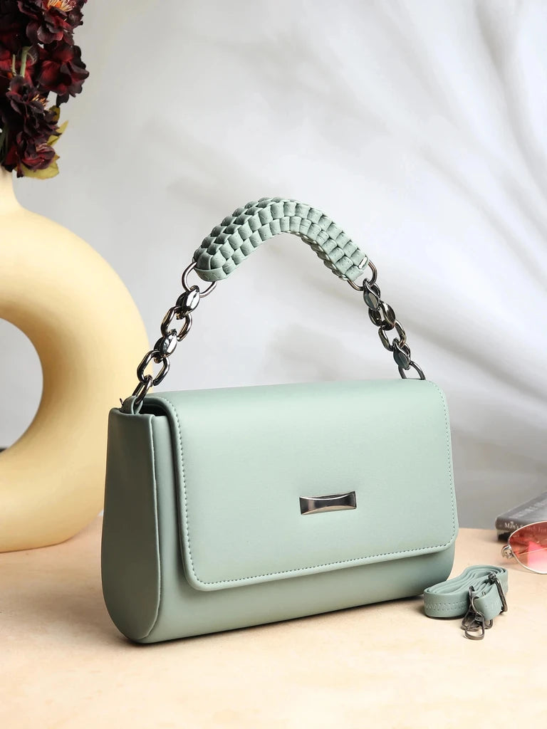 Premium sea green Handbag with Sling | Stylish Women Shoulder Bag (22x15x10 cm)