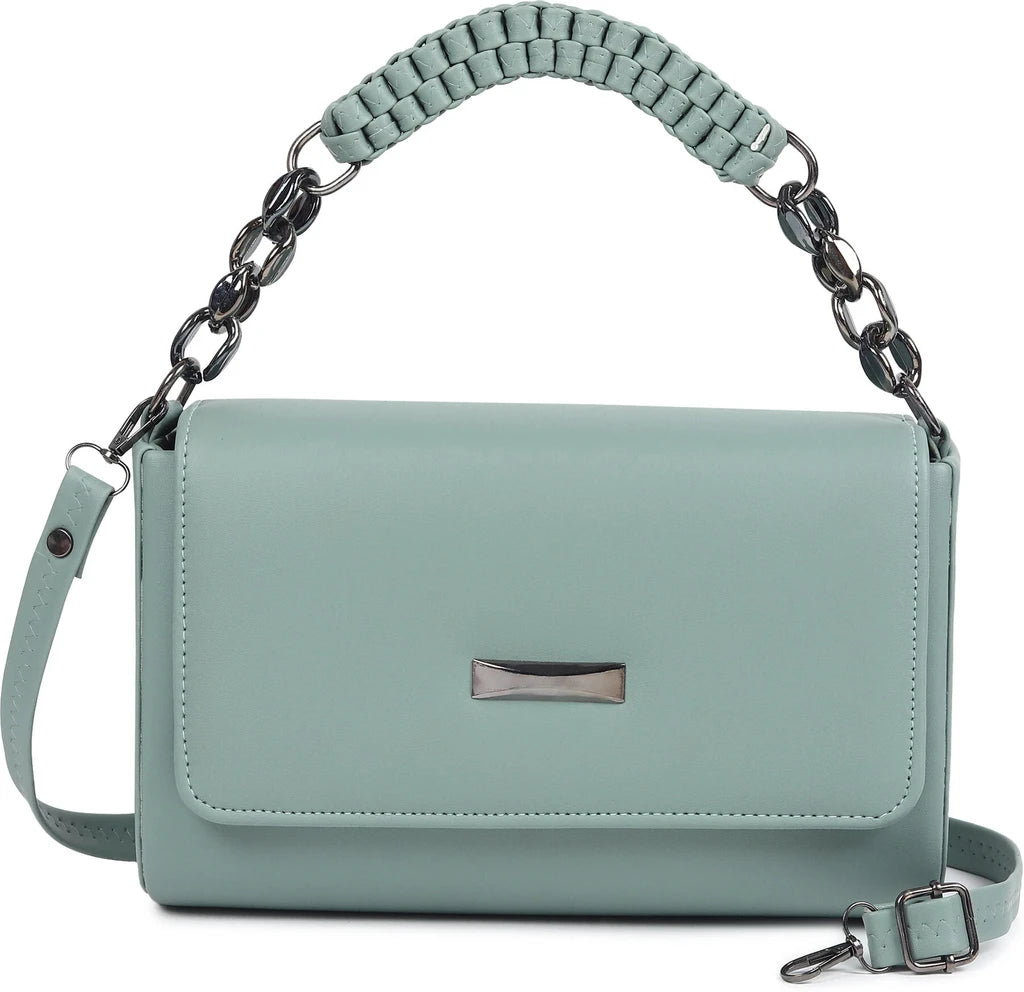 Premium sea green Handbag with Sling | Stylish Women Shoulder Bag (22x15x10 cm)