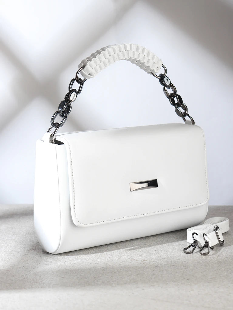 Premium white Handbag with Sling | Stylish Women Shoulder Bag (22x15x10 cm)