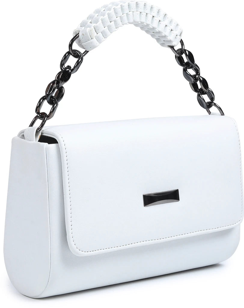 Premium white Handbag with Sling | Stylish Women Shoulder Bag (22x15x10 cm)