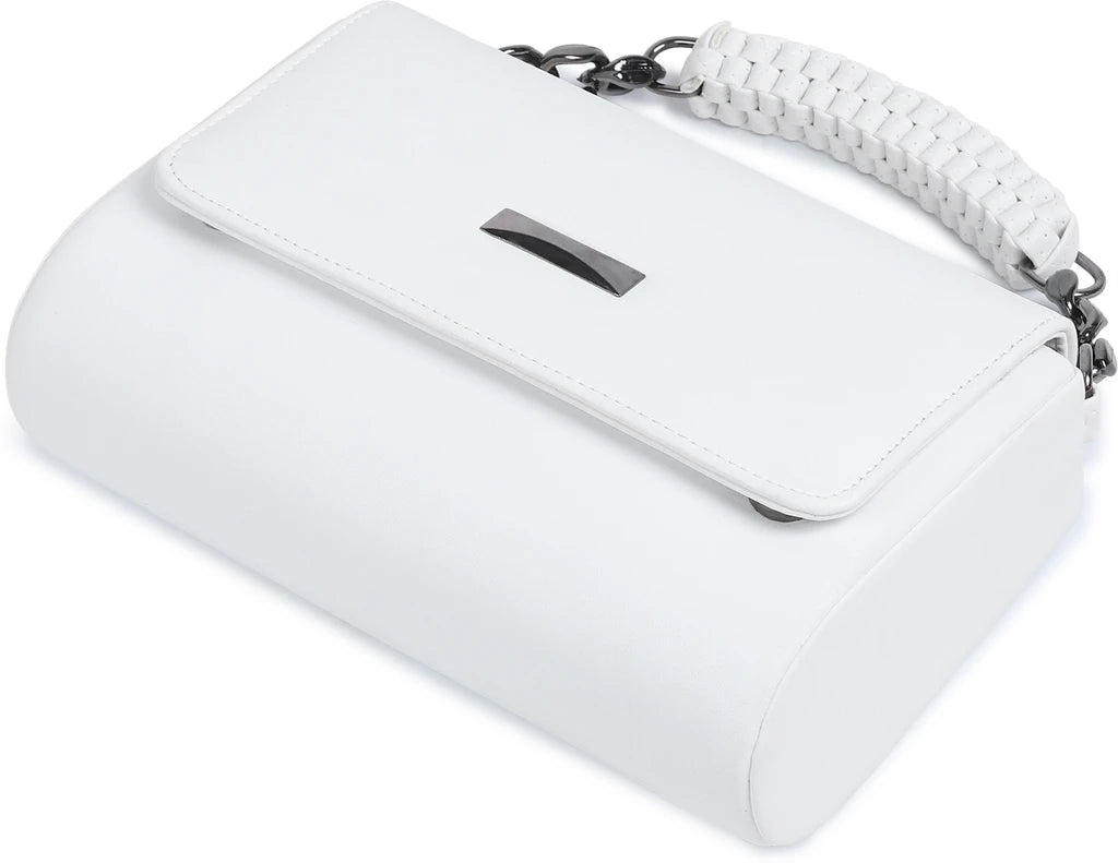 Premium white Handbag with Sling | Stylish Women Shoulder Bag (22x15x10 cm)
